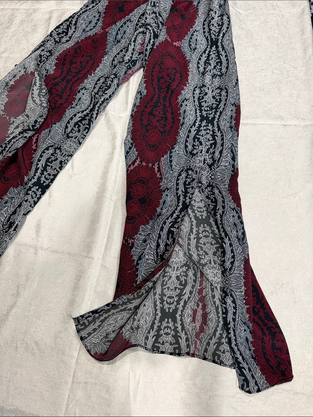 INTERMIX Boho Split Leg Wide Pants Paisley Print Small (P) - Picture 7 of 12